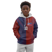 Custom Haiti National Football Kid Hoodie Red Blue The Half Sporty Design - Wonder Print Shop