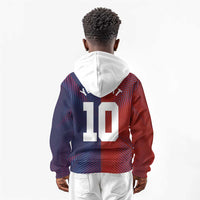 Custom Haiti National Football Kid Hoodie Red Blue The Half Sporty Design - Wonder Print Shop