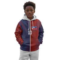 Custom Haiti National Football Kid Hoodie Red Blue The Half Sporty Design - Wonder Print Shop