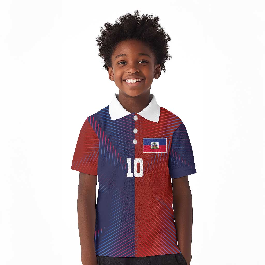 Custom Haiti National Football Kid Polo Shirt Red Blue The Half Sporty Design - Wonder Print Shop