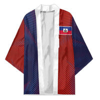 Custom Haiti National Football Kimono Red Blue The Half Sporty Design - Wonder Print Shop