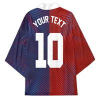 Custom Haiti National Football Kimono Red Blue The Half Sporty Design - Wonder Print Shop