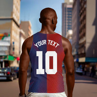 Custom Haiti National Football Men Tank Top Red Blue The Half Sporty Design - Wonder Print Shop