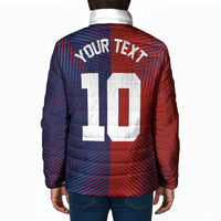 Custom Haiti National Football Padded Jacket Red Blue The Half Sporty Design - Wonder Print Shop