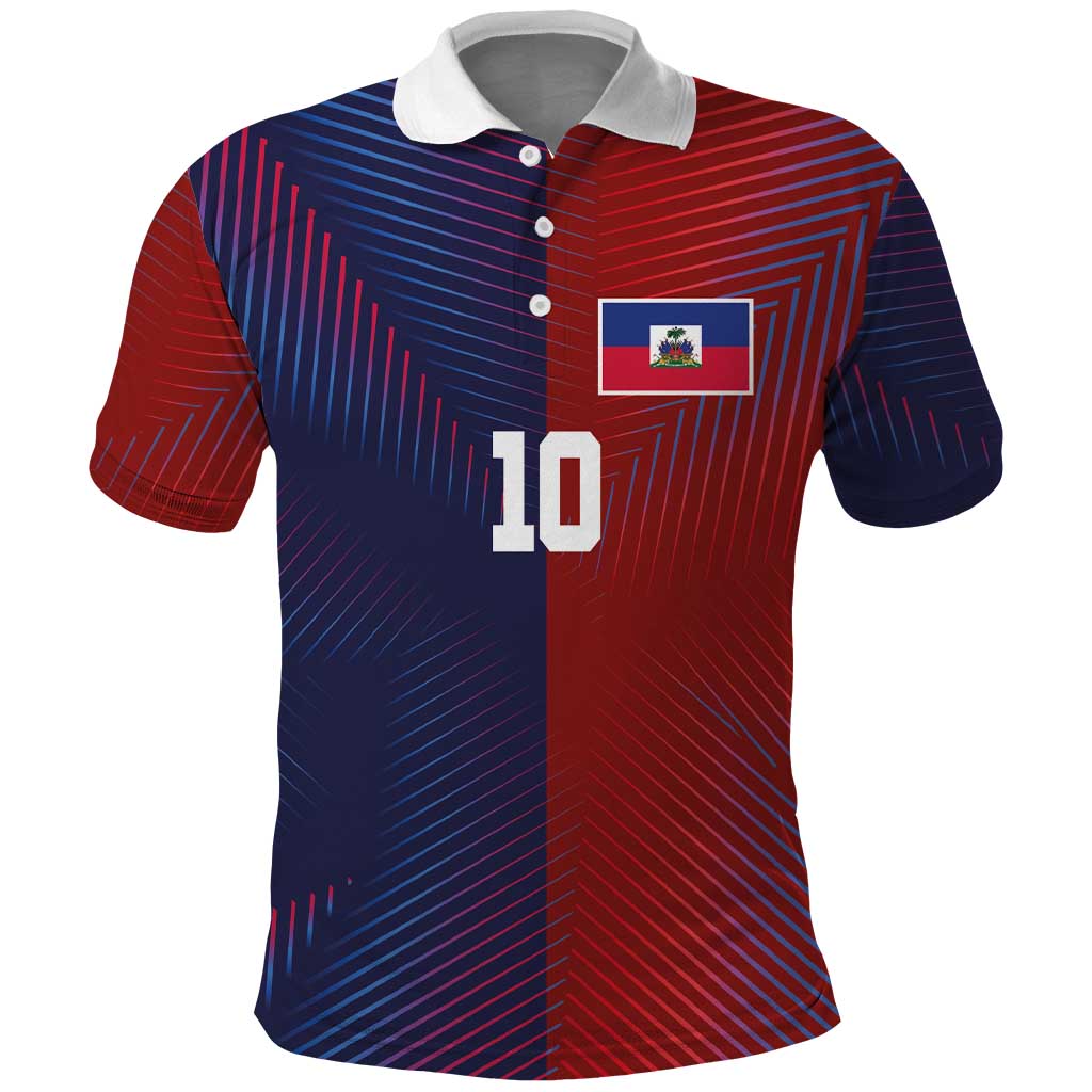 Custom Haiti National Football Polo Shirt Red Blue The Half Sporty Design - Wonder Print Shop