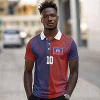 Custom Haiti National Football Polo Shirt Red Blue The Half Sporty Design - Wonder Print Shop