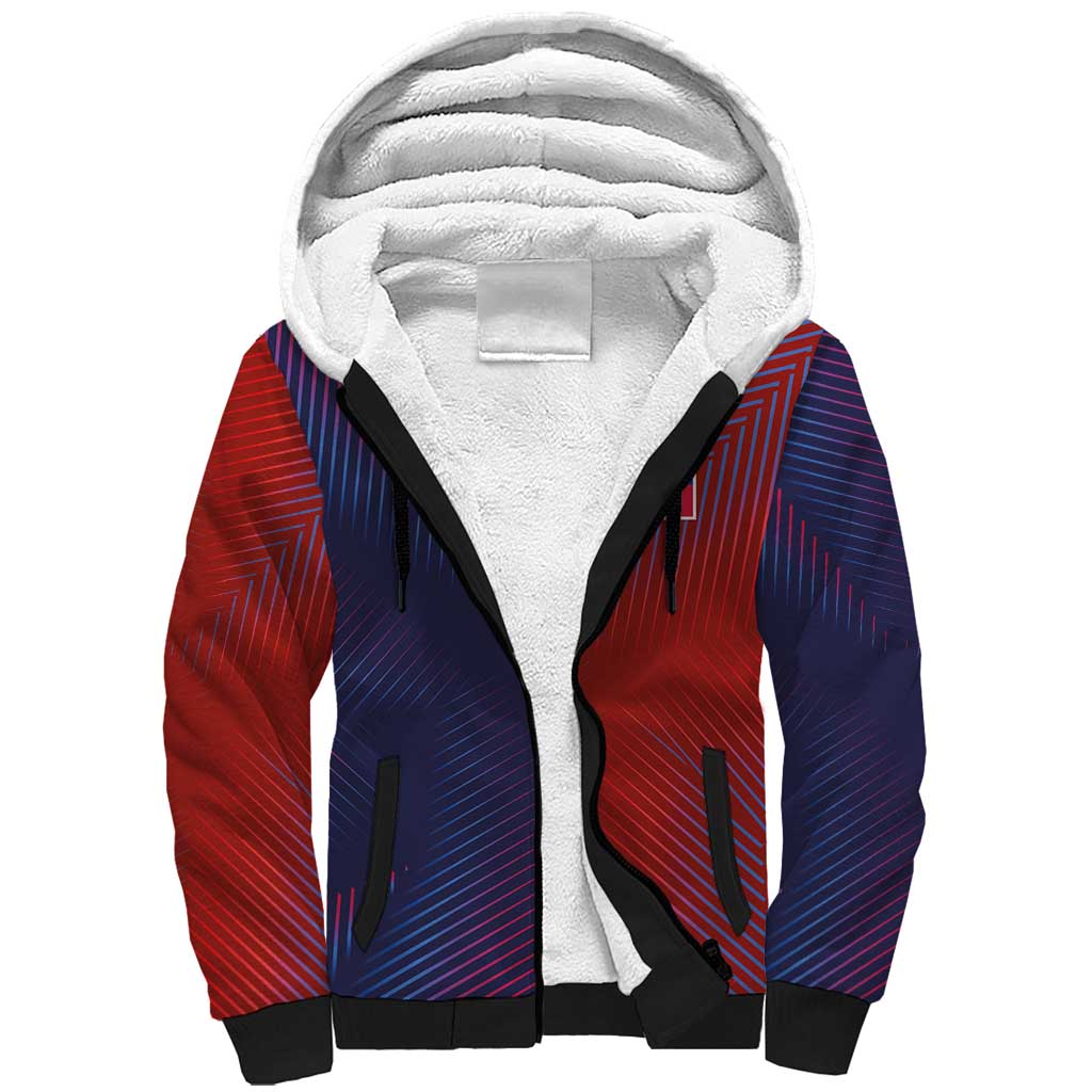 Custom Haiti National Football Sherpa Hoodie Red Blue The Half Sporty Design - Wonder Print Shop
