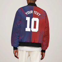 Custom Haiti National Football Sleeve Zip Bomber Jacket Red Blue The Half Sporty Design - Wonder Print Shop