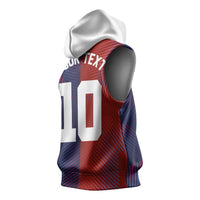 Custom Haiti National Football Sleeveless Hoodie Red Blue The Half Sporty Design - Wonder Print Shop