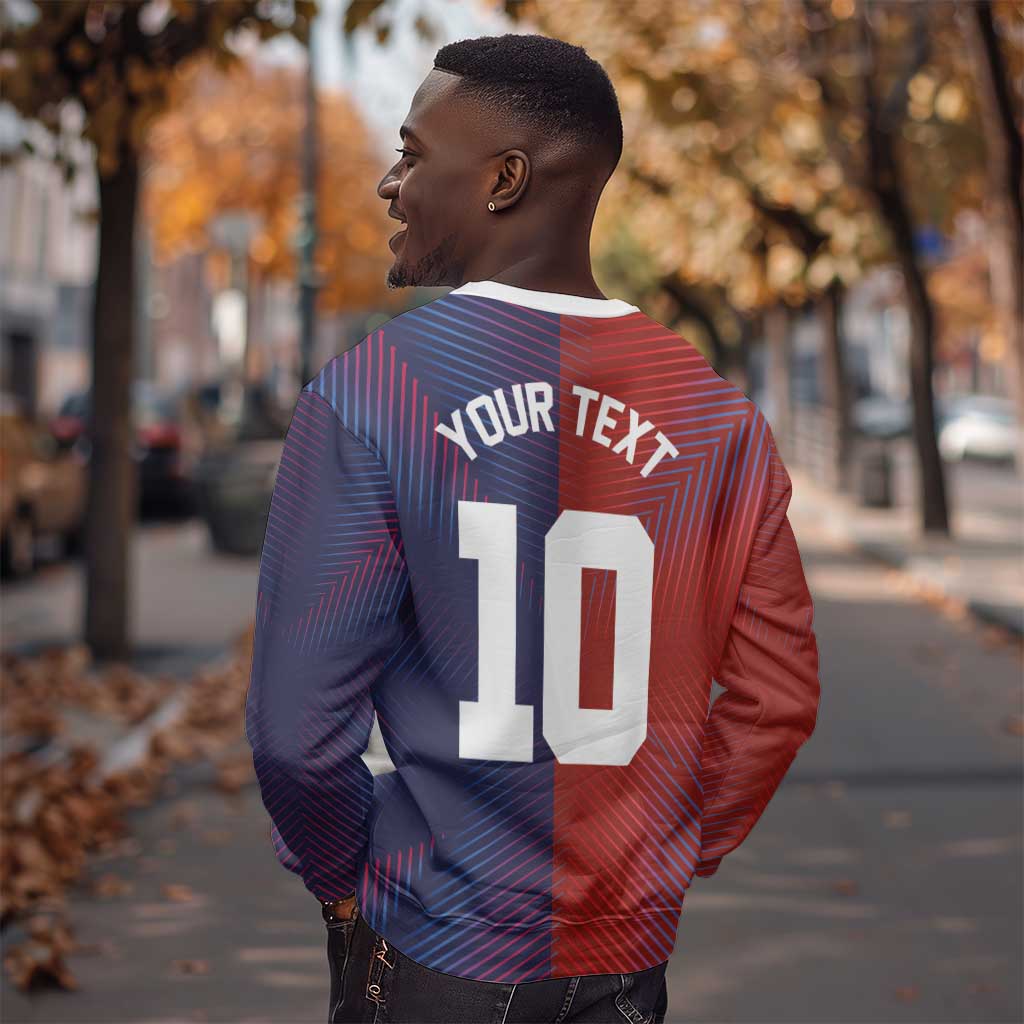 Custom Haiti National Football Sweatshirt Red Blue The Half Sporty Design - Wonder Print Shop