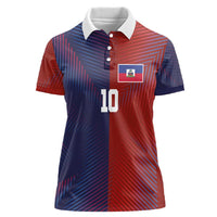 Custom Haiti National Football Women Polo Shirt Red Blue The Half Sporty Design - Wonder Print Shop