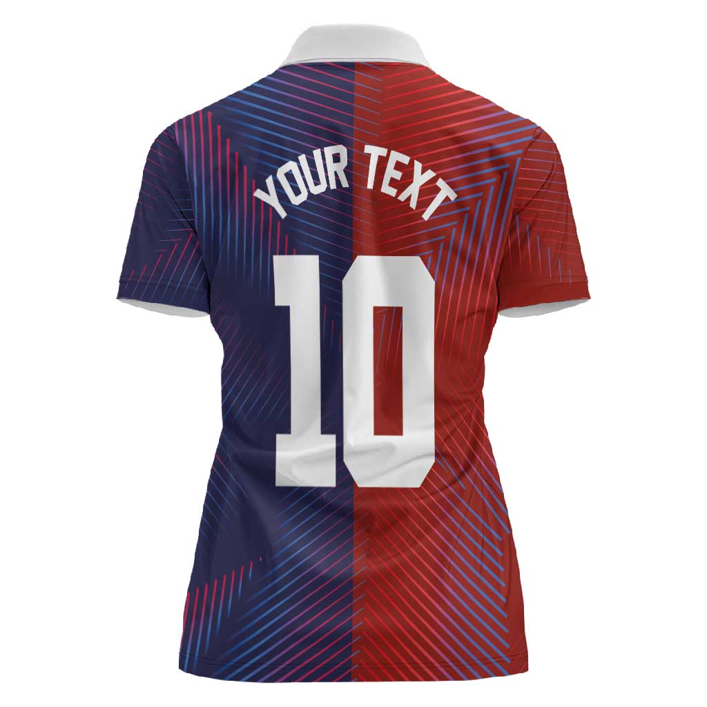 Custom Haiti National Football Women Polo Shirt Red Blue The Half Sporty Design - Wonder Print Shop