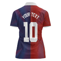 Custom Haiti National Football Women Polo Shirt Red Blue The Half Sporty Design - Wonder Print Shop