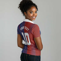 Custom Haiti National Football Women Polo Shirt Red Blue The Half Sporty Design - Wonder Print Shop