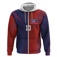 Custom Haiti National Football Zip Hoodie Red Blue The Half Sporty Design - Wonder Print Shop