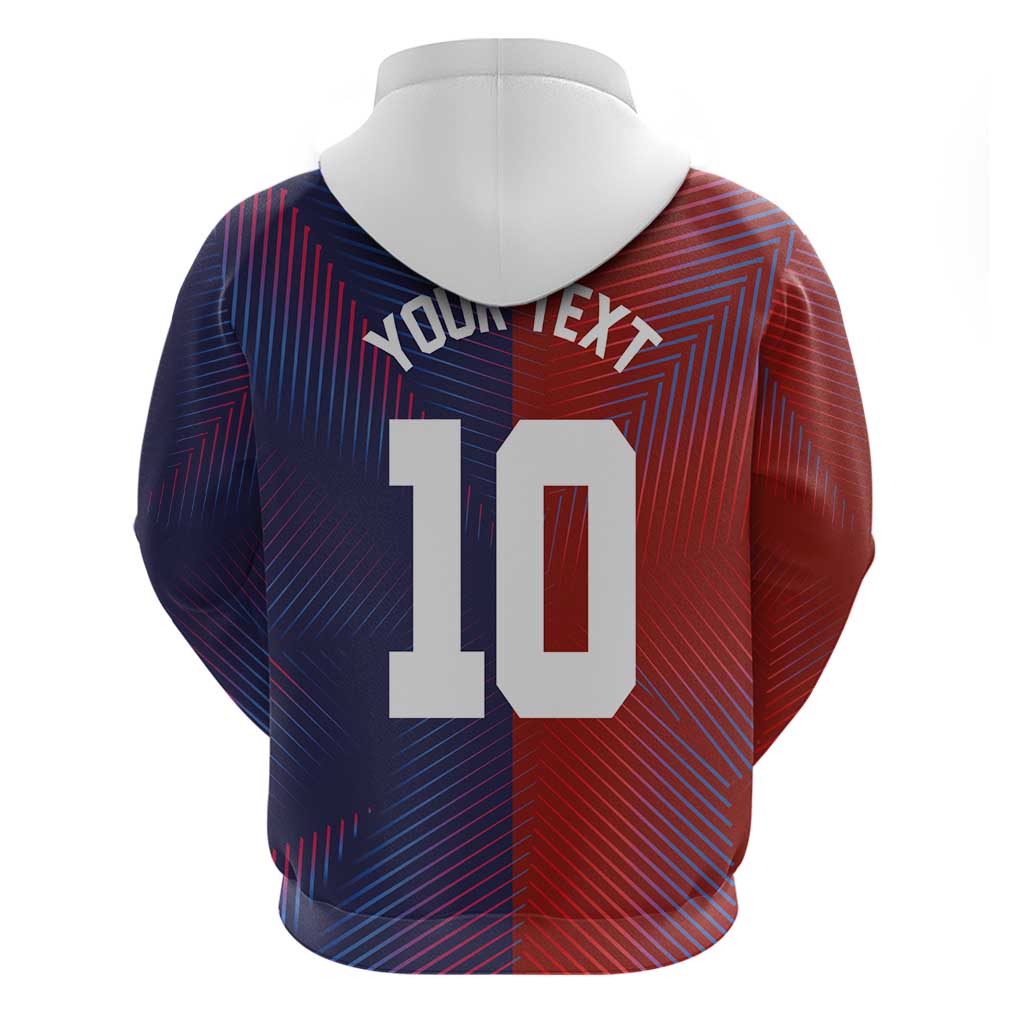 Custom Haiti National Football Zip Hoodie Red Blue The Half Sporty Design - Wonder Print Shop