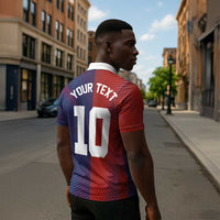 Custom Haiti National Football Zipper Polo Shirt Red Blue The Half Sporty Design - Wonder Print Shop