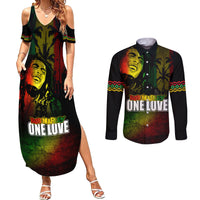 King of Reggae Couples Matching Summer Maxi Dress and Long Sleeve Button Shirt Jamaican Reggae One Love - Wonder Print Shop