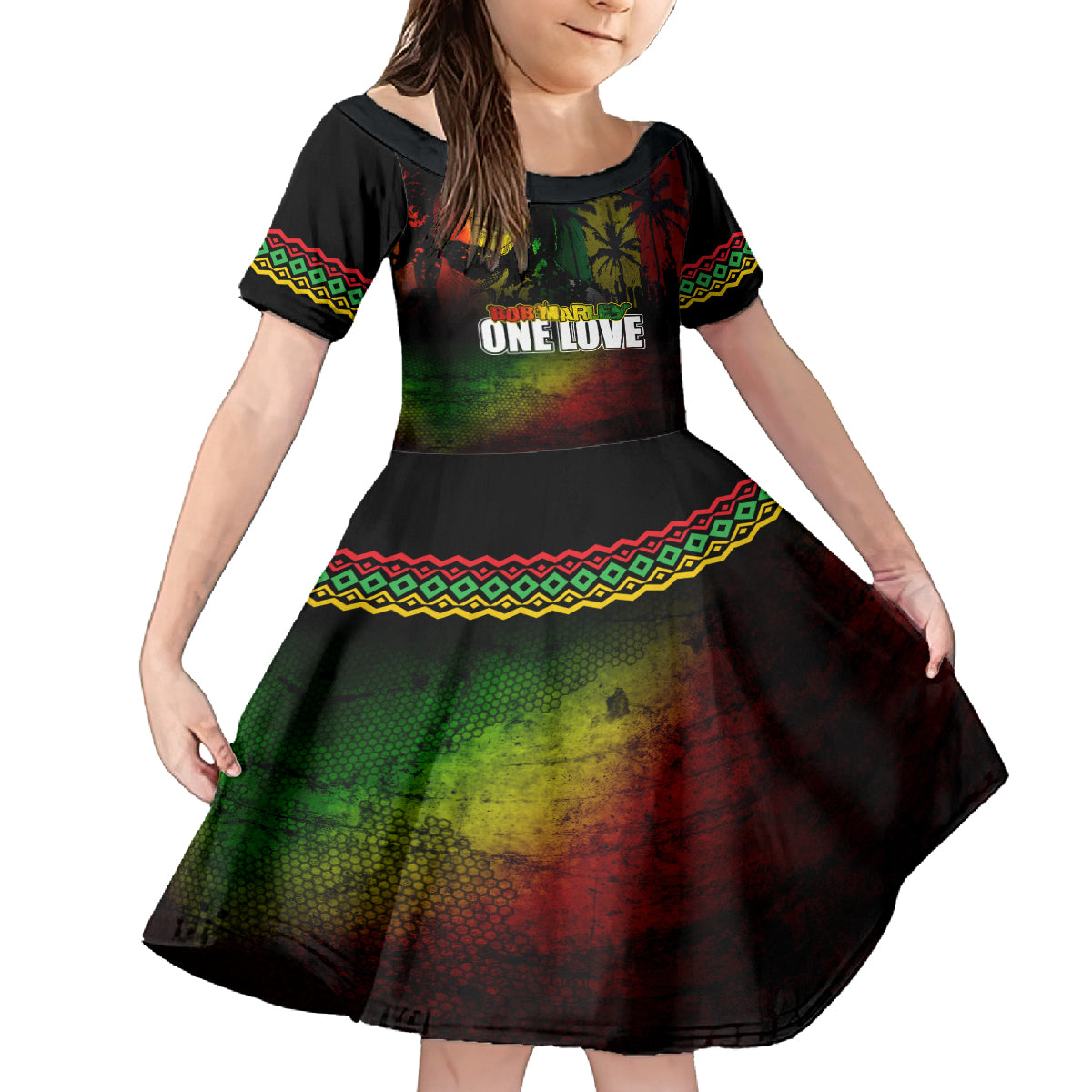 King of Reggae Kid Short Sleeve Dress Jamaican Reggae One Love - Wonder Print Shop