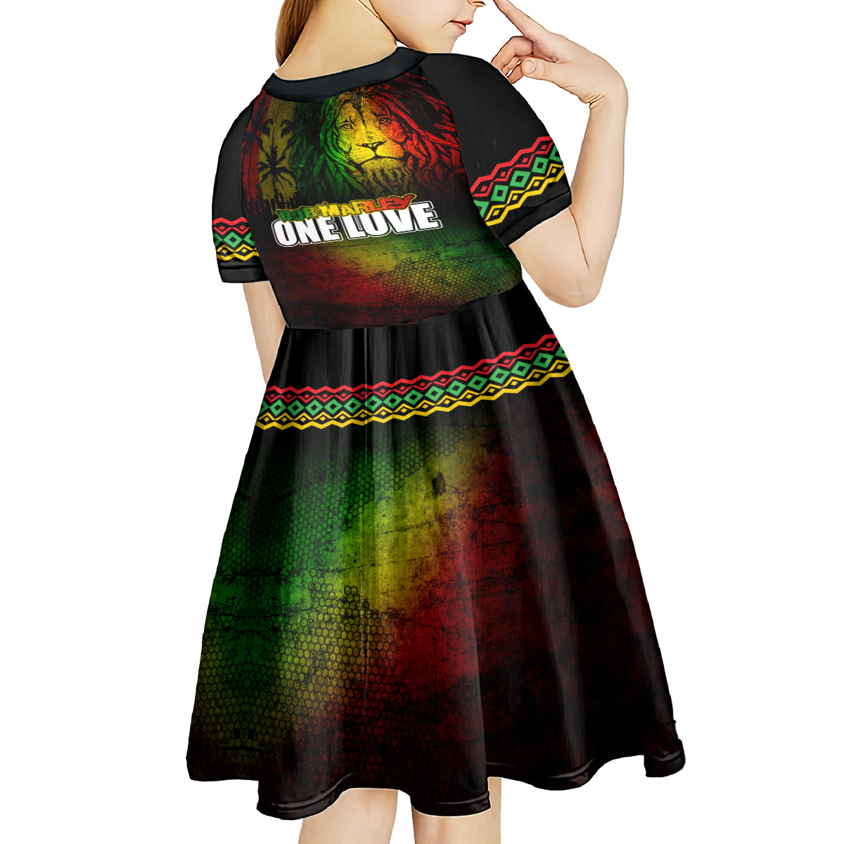 King of Reggae Kid Short Sleeve Dress Jamaican Reggae One Love - Wonder Print Shop