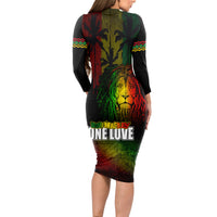King of Reggae Long Sleeve Bodycon Dress Jamaican Reggae One Love - Wonder Print Shop
