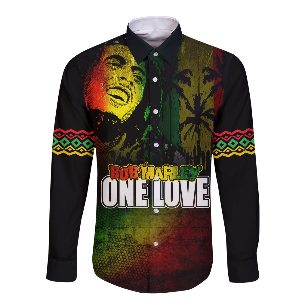King of Reggae Long Sleeve Button Shirt Jamaican Reggae One Love - Wonder Print Shop