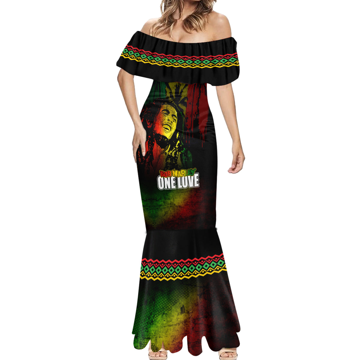King of Reggae Mermaid Dress Jamaican Reggae One Love - Wonder Print Shop