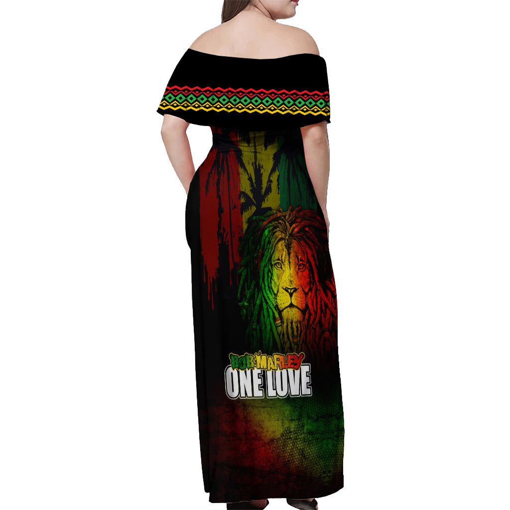 King of Reggae Off Shoulder Maxi Dress Jamaican Reggae One Love - Wonder Print Shop