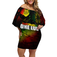 King of Reggae Off Shoulder Short Dress Jamaican Reggae One Love - Wonder Print Shop