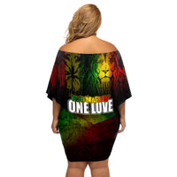 King of Reggae Off Shoulder Short Dress Jamaican Reggae One Love - Wonder Print Shop