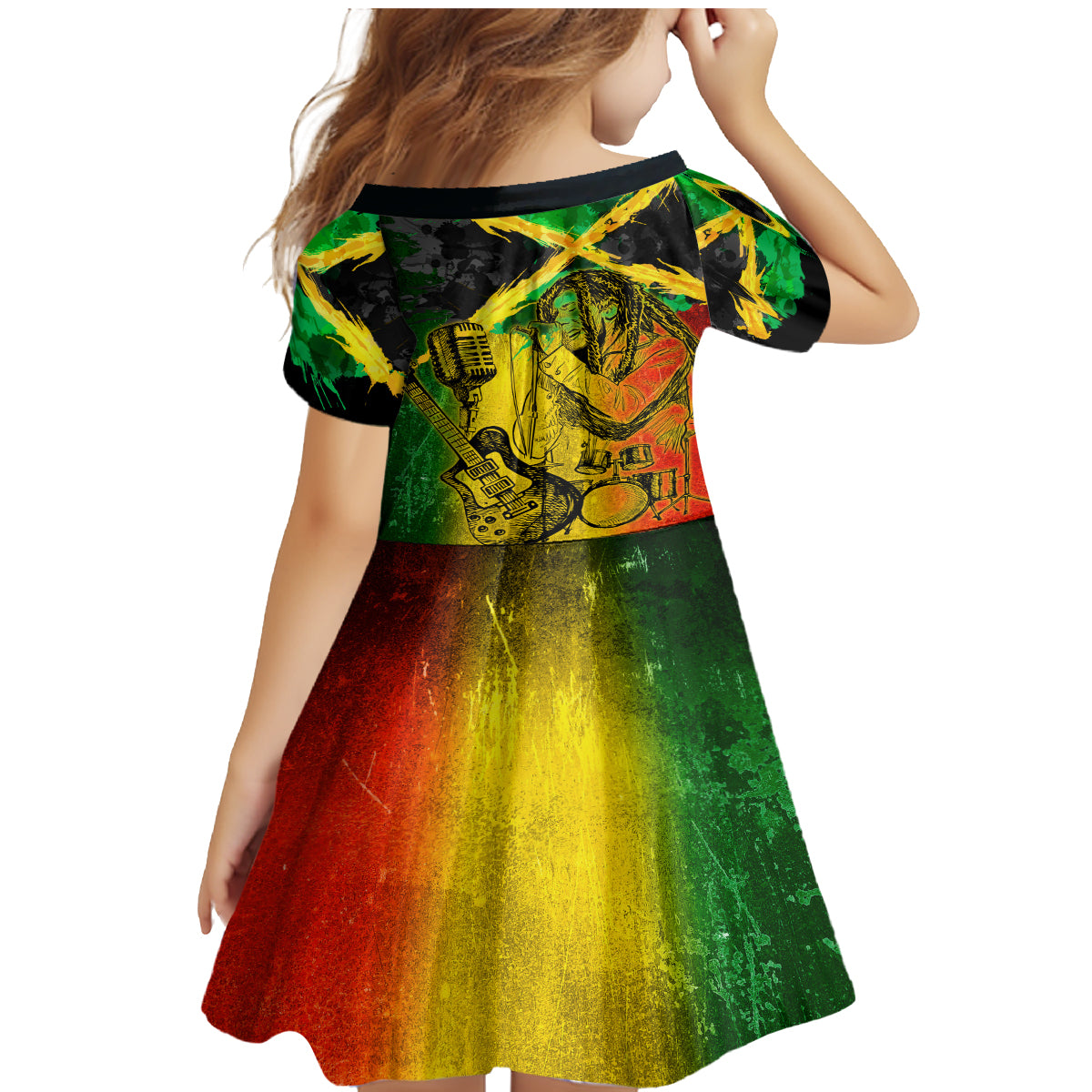 Jamaican Reggae Singer Family Matching Mermaid Dress and Hawaiian Shirt B-Marley Reggae Grunge - Wonder Print Shop