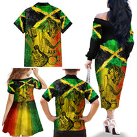 Jamaican Reggae Singer Family Matching Off The Shoulder Long Sleeve Dress and Hawaiian Shirt B-Marley Reggae Grunge - Wonder Print Shop
