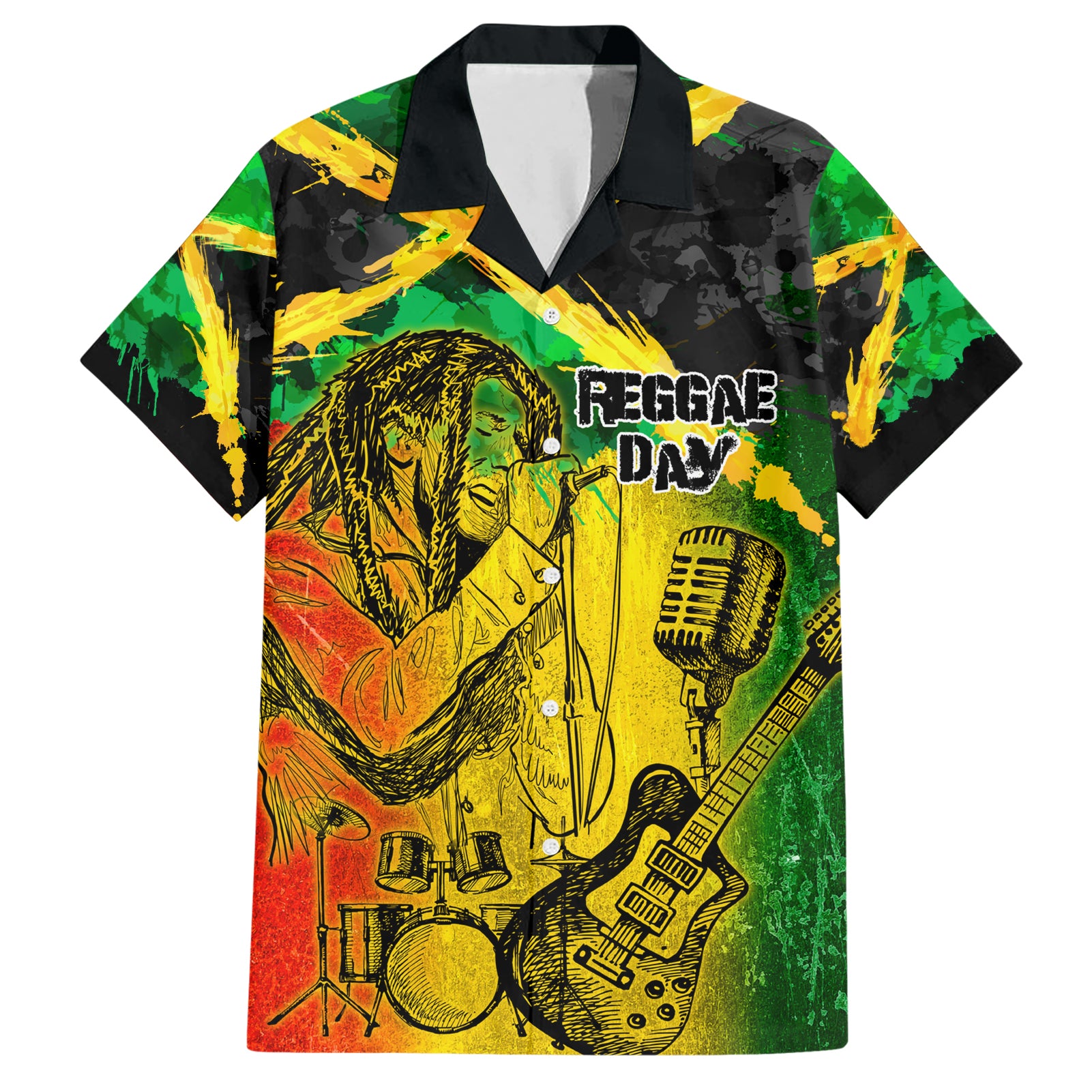 Jamaican Reggae Singer Hawaiian Shirt B-Marley Reggae Grunge - Wonder Print Shop