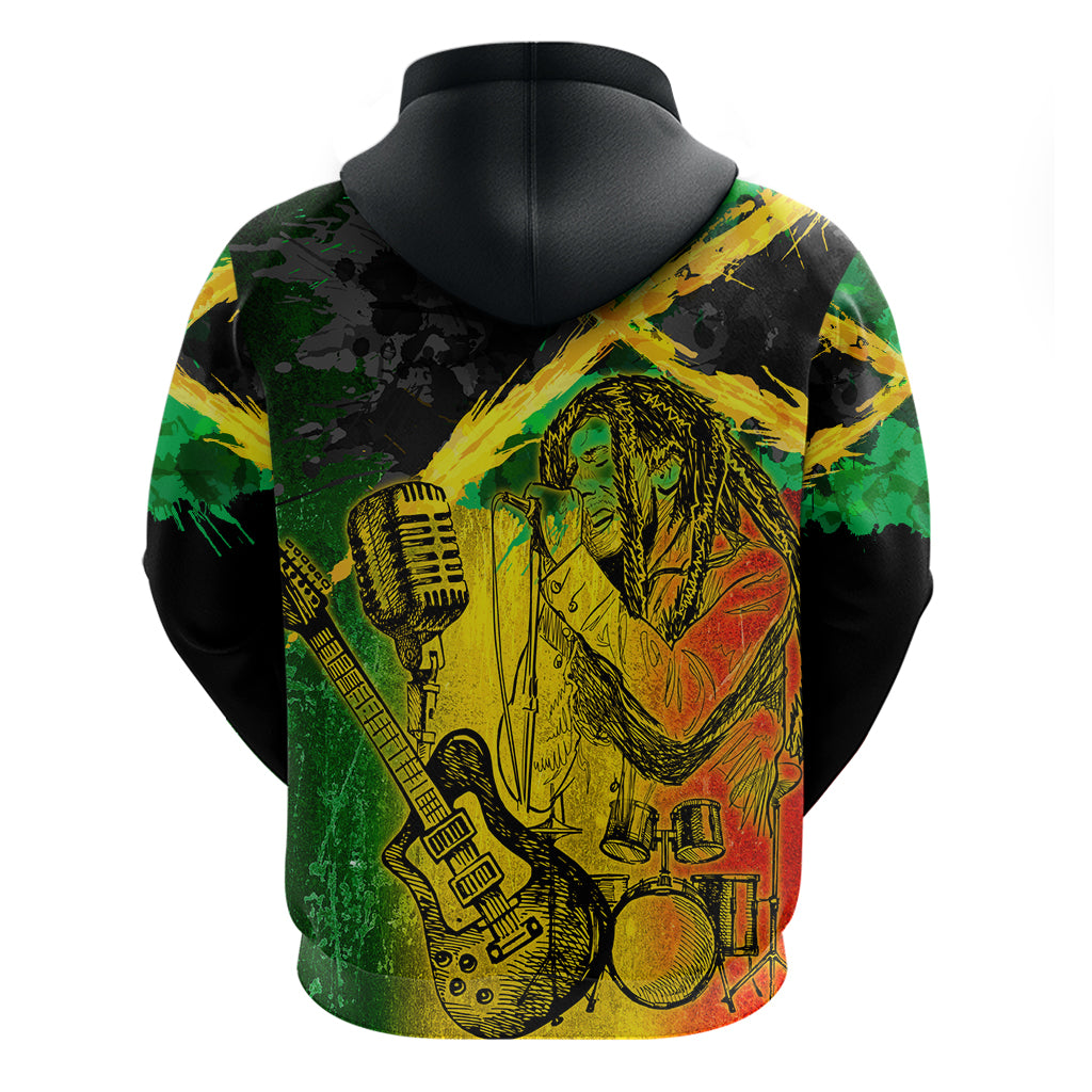 Jamaican Reggae Singer Hoodie B-Marley Reggae Grunge - Wonder Print Shop