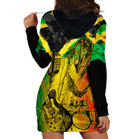 Jamaican Reggae Singer Hoodie Dress B-Marley Reggae Grunge - Wonder Print Shop
