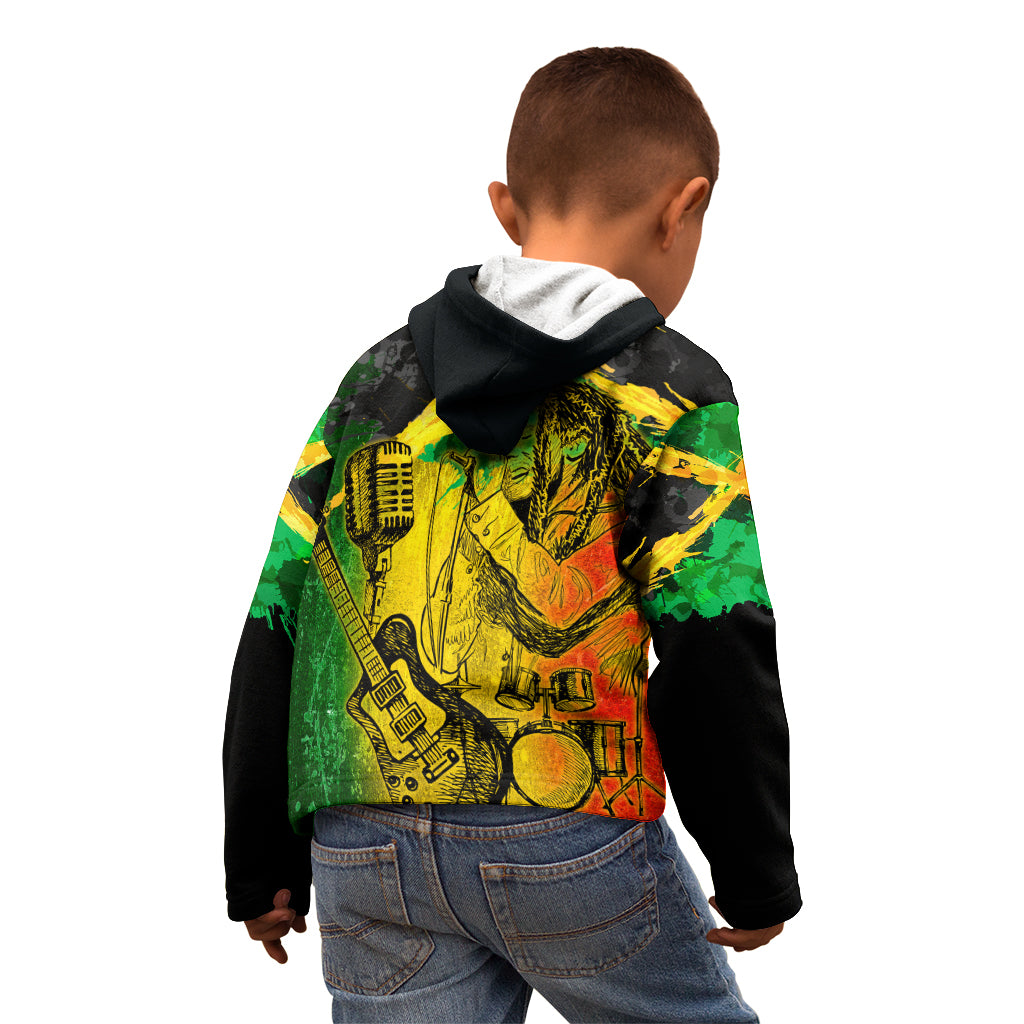 Jamaican Reggae Singer Kid Hoodie B-Marley Reggae Grunge - Wonder Print Shop