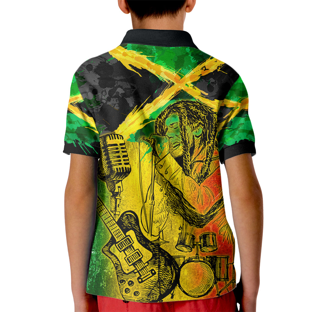 Jamaican Reggae Singer Kid Polo Shirt B-Marley Reggae Grunge - Wonder Print Shop