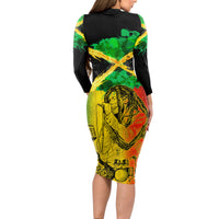 Jamaican Reggae Singer Long Sleeve Bodycon Dress B-Marley Reggae Grunge - Wonder Print Shop