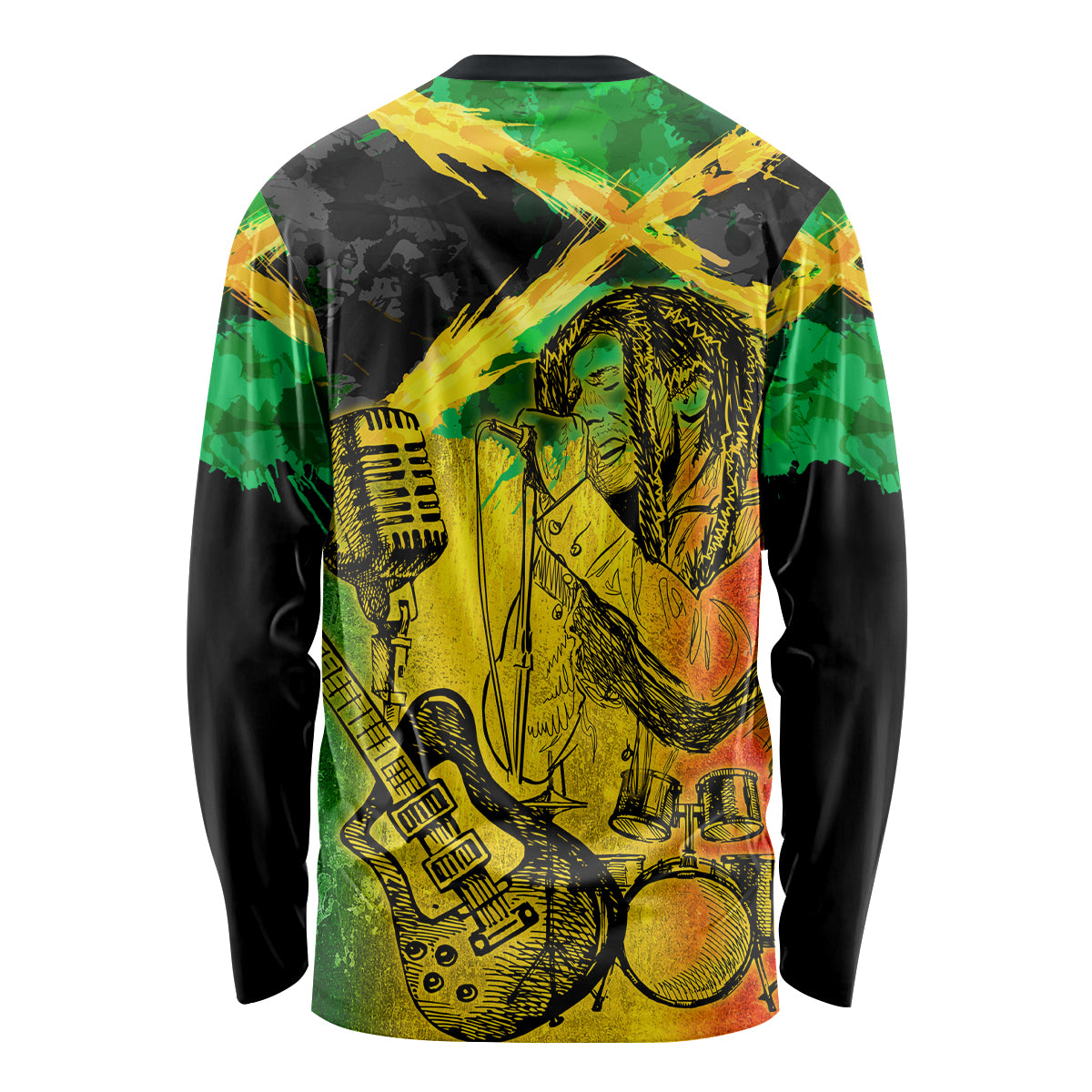 Jamaican Reggae Singer Long Sleeve Shirt B-Marley Reggae Grunge - Wonder Print Shop