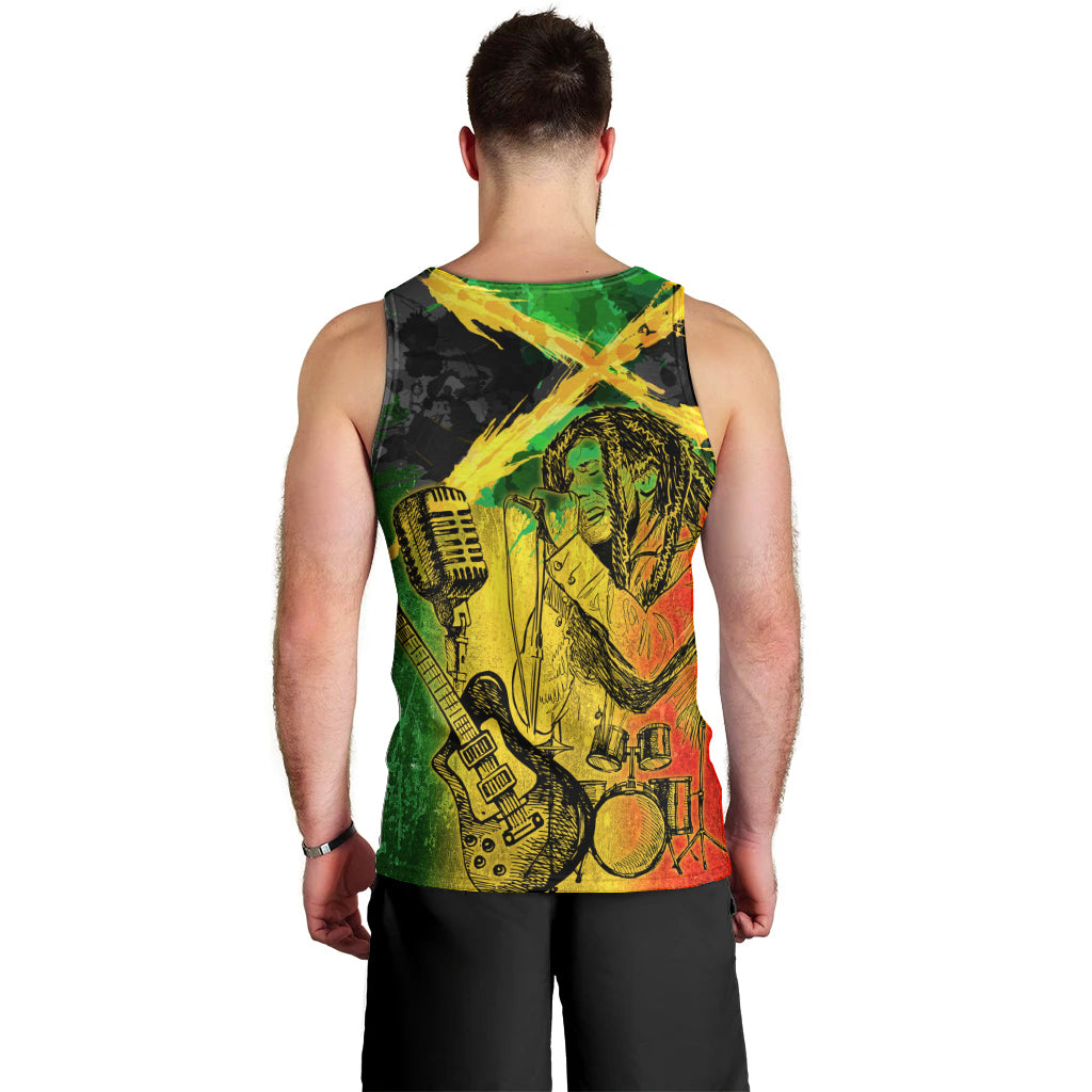 Jamaican Reggae Singer Men Tank Top B-Marley Reggae Grunge - Wonder Print Shop