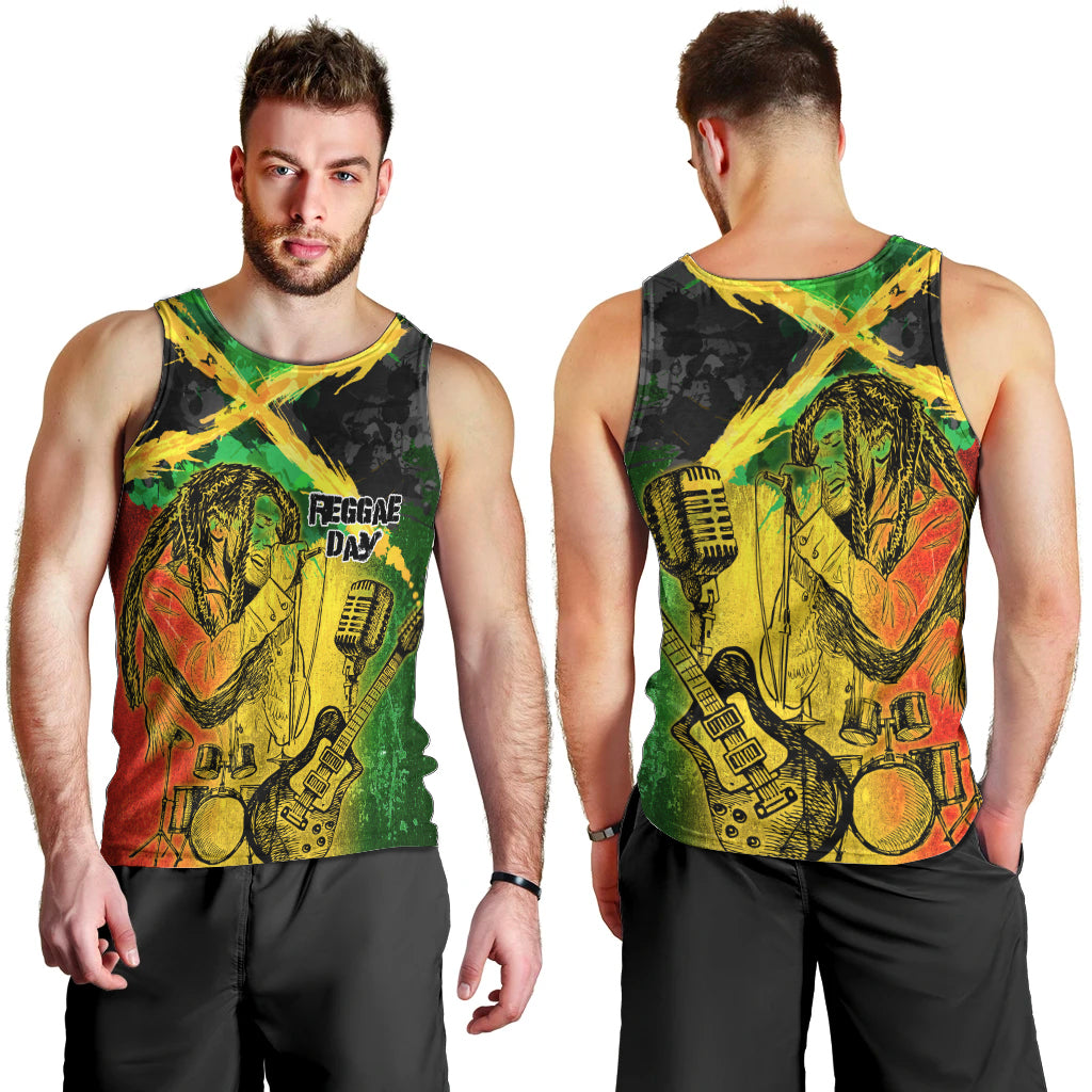 Jamaican Reggae Singer Men Tank Top B-Marley Reggae Grunge - Wonder Print Shop