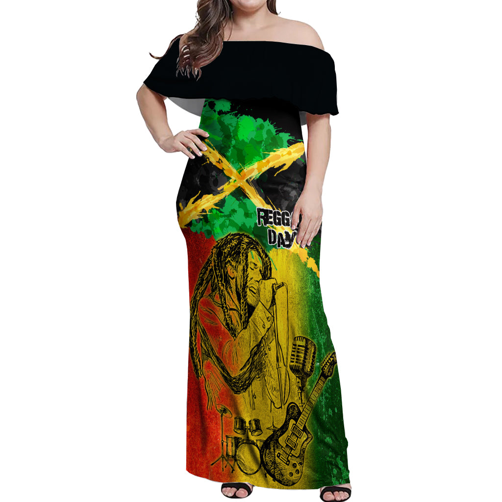 Jamaican Reggae Singer Off Shoulder Maxi Dress B-Marley Reggae Grunge - Wonder Print Shop