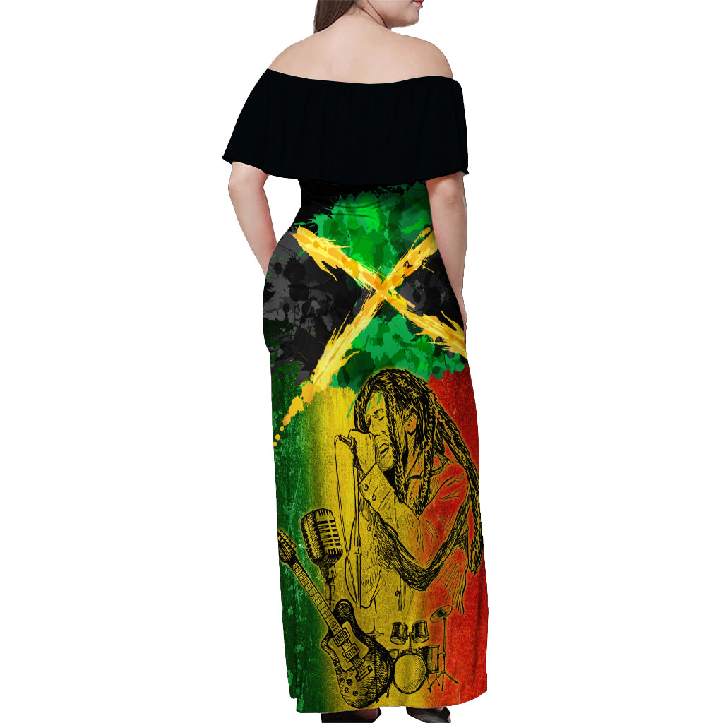 Jamaican Reggae Singer Off Shoulder Maxi Dress B-Marley Reggae Grunge - Wonder Print Shop
