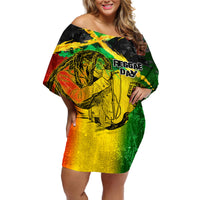 Jamaican Reggae Singer Off Shoulder Short Dress B-Marley Reggae Grunge - Wonder Print Shop