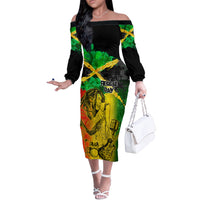 Jamaican Reggae Singer Off The Shoulder Long Sleeve Dress B-Marley Reggae Grunge - Wonder Print Shop