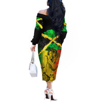 Jamaican Reggae Singer Off The Shoulder Long Sleeve Dress B-Marley Reggae Grunge - Wonder Print Shop