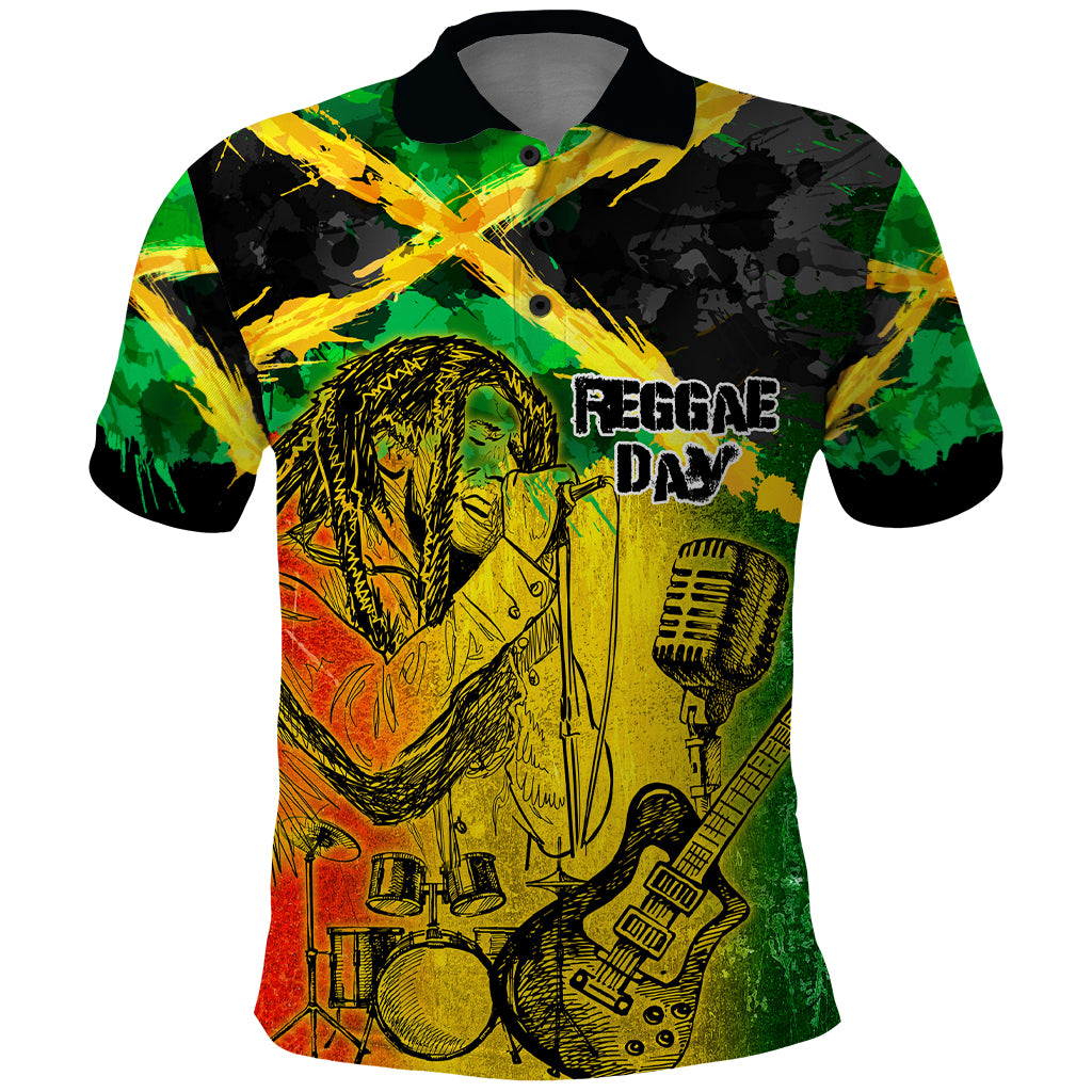 Jamaican Reggae Singer Polo Shirt B-Marley Reggae Grunge - Wonder Print Shop