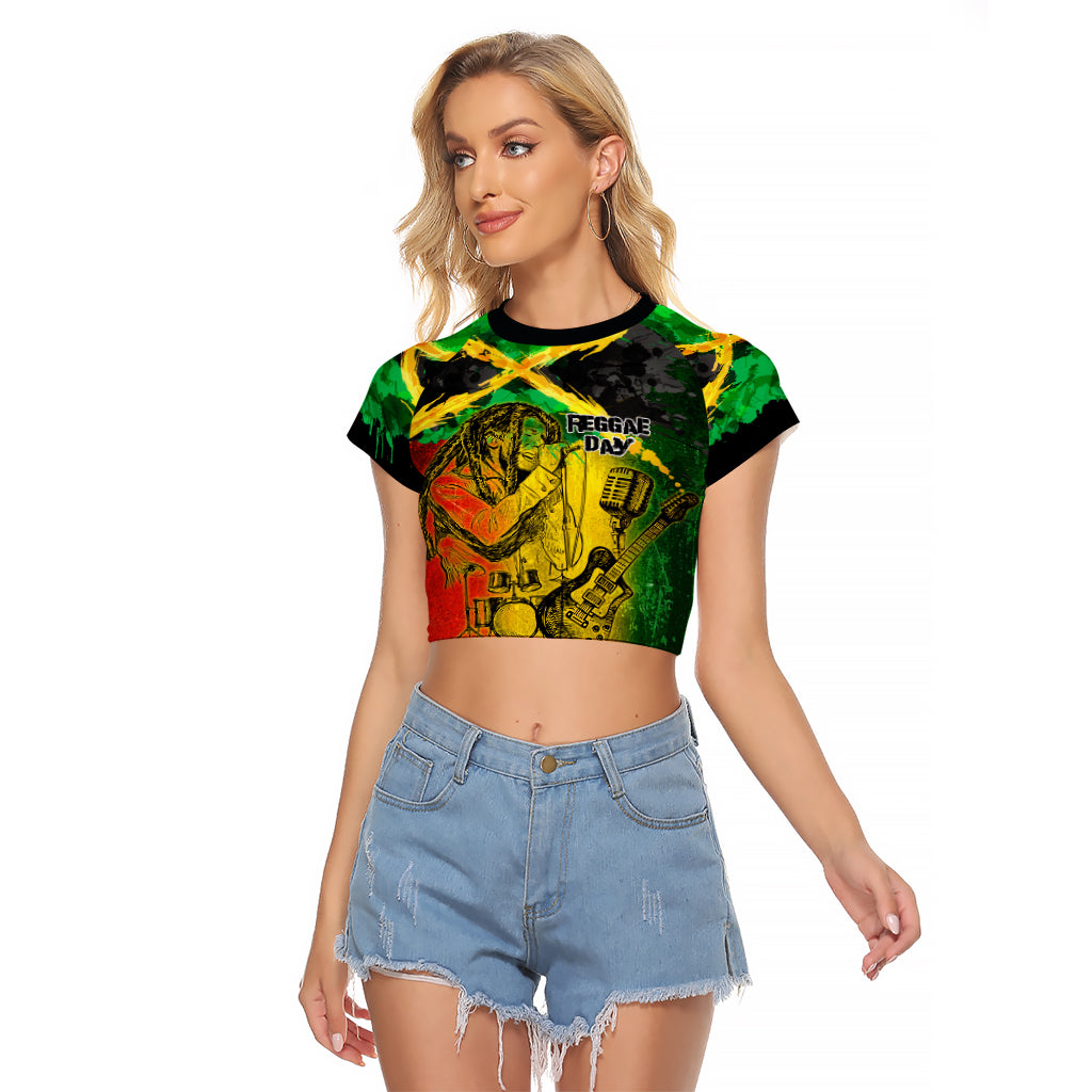 Jamaican Reggae Singer Raglan Cropped T Shirt B-Marley Reggae Grunge - Wonder Print Shop