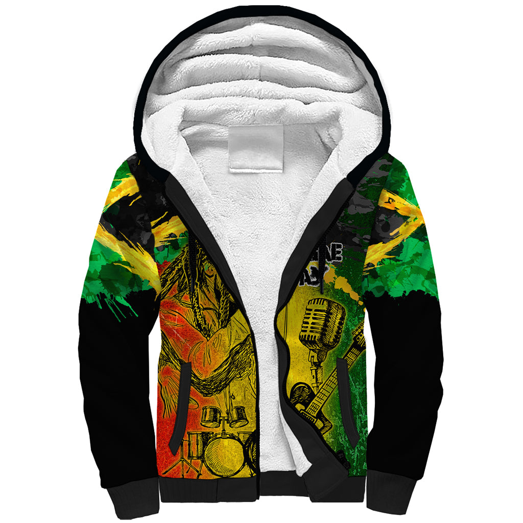 Jamaican Reggae Singer Sherpa Hoodie B-Marley Reggae Grunge - Wonder Print Shop