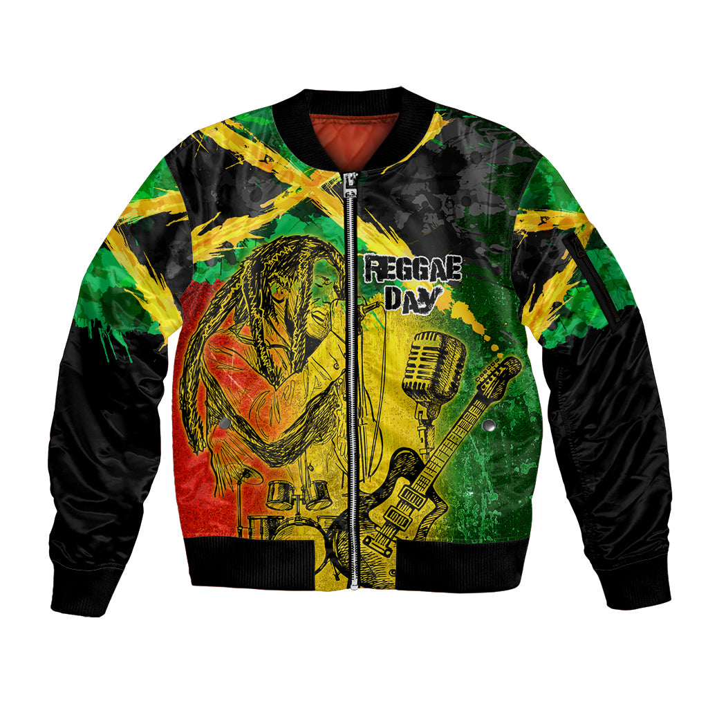 Jamaican Reggae Singer Sleeve Zip Bomber Jacket B-Marley Reggae Grunge - Wonder Print Shop